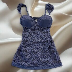 Victoria's Secret Sexy Little Things Navy Lace Bustier Cami 36C Y2K Lingerie Top